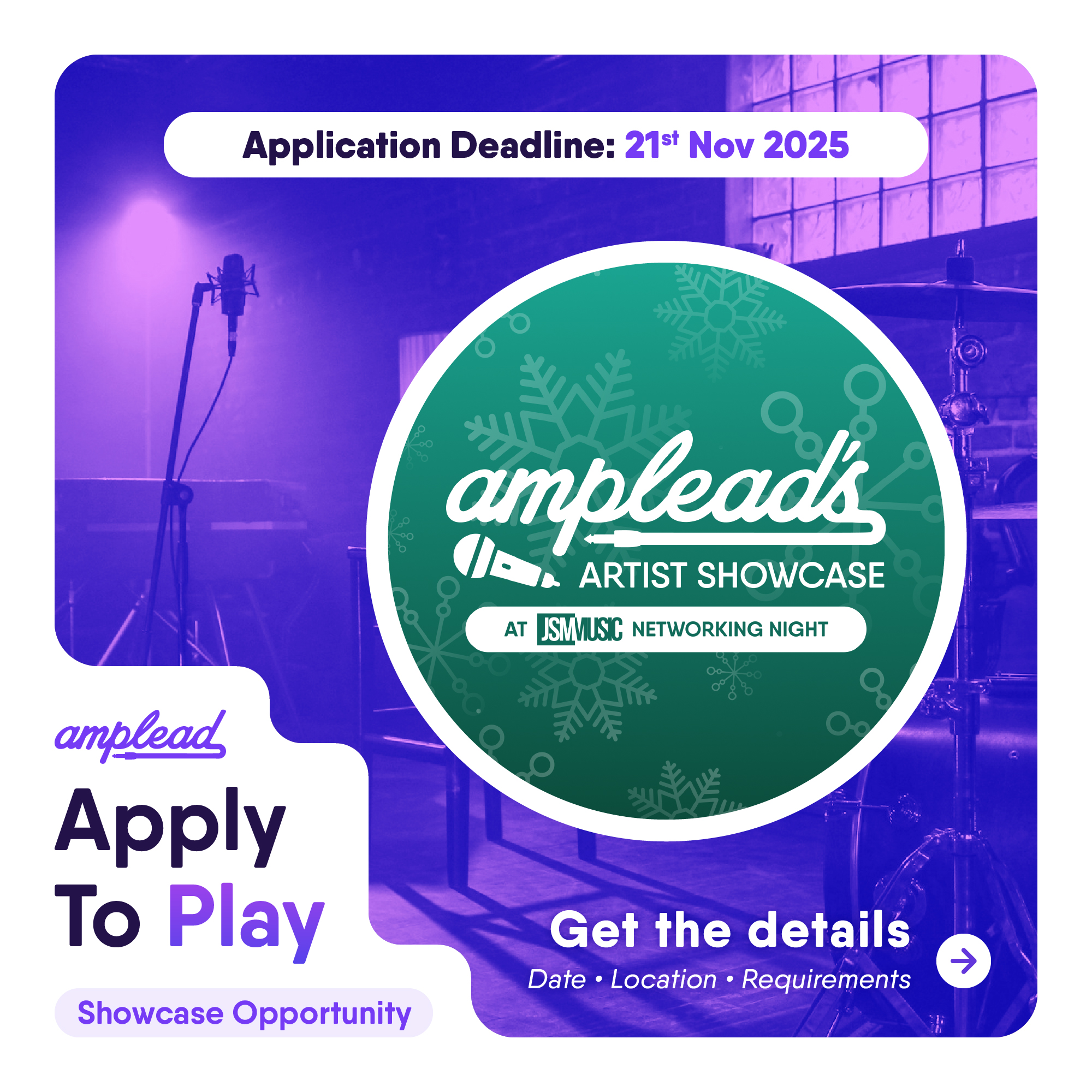 Apply to play at Amplead's Artist Showcase