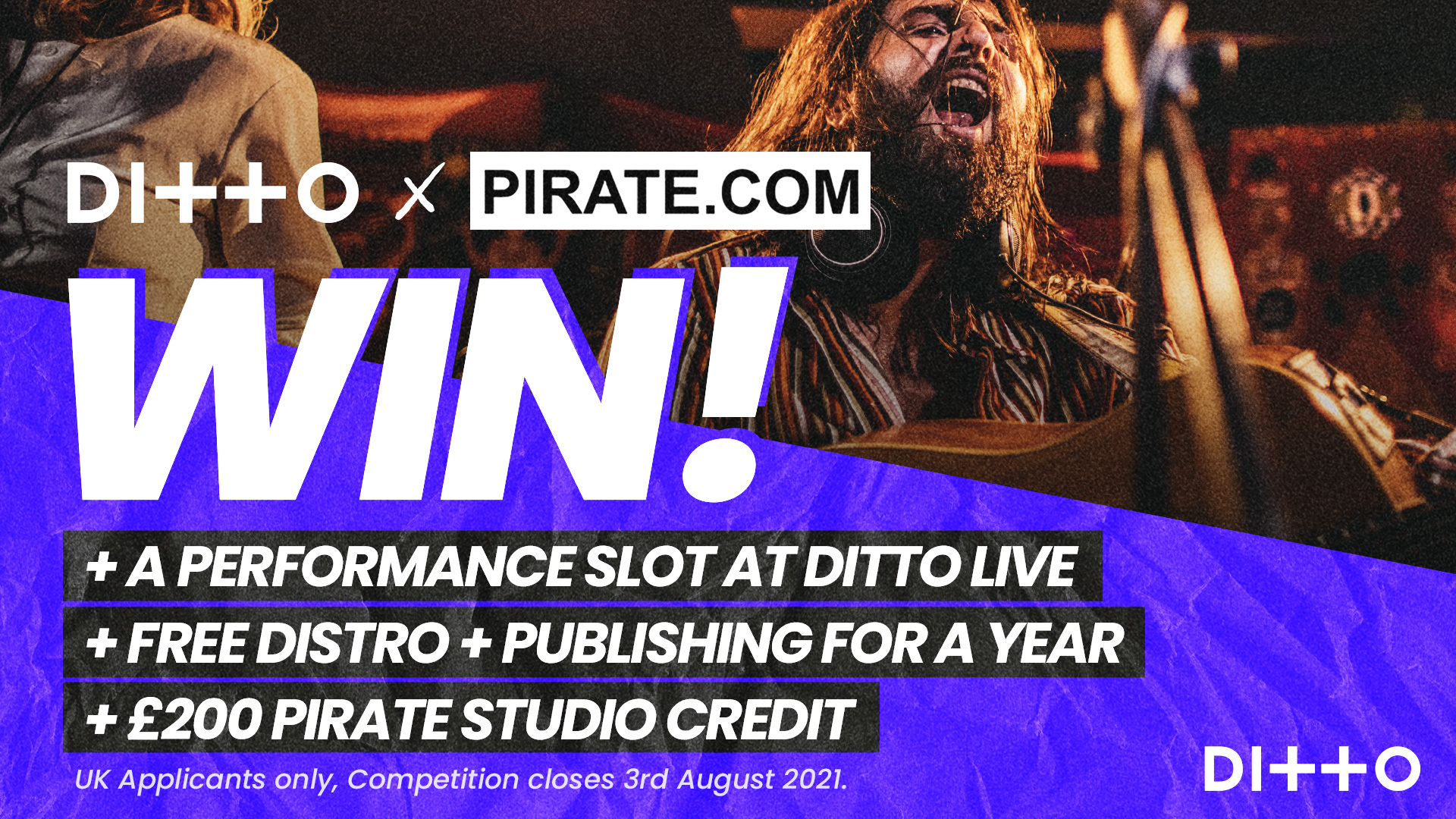 Ditto Music and Pirate Studios launch competition for emerging bands & artists